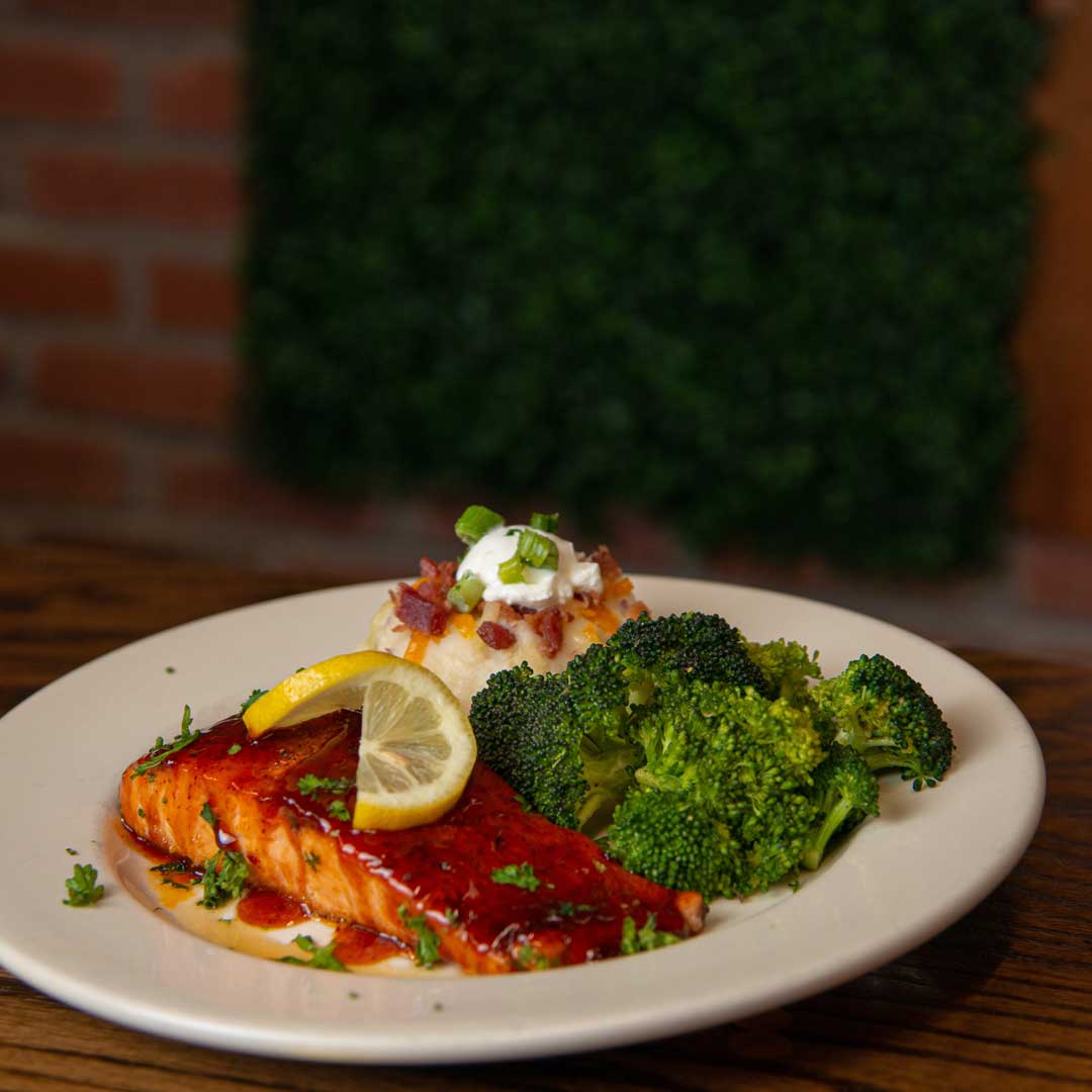 CHAR-GRILLED SALMON